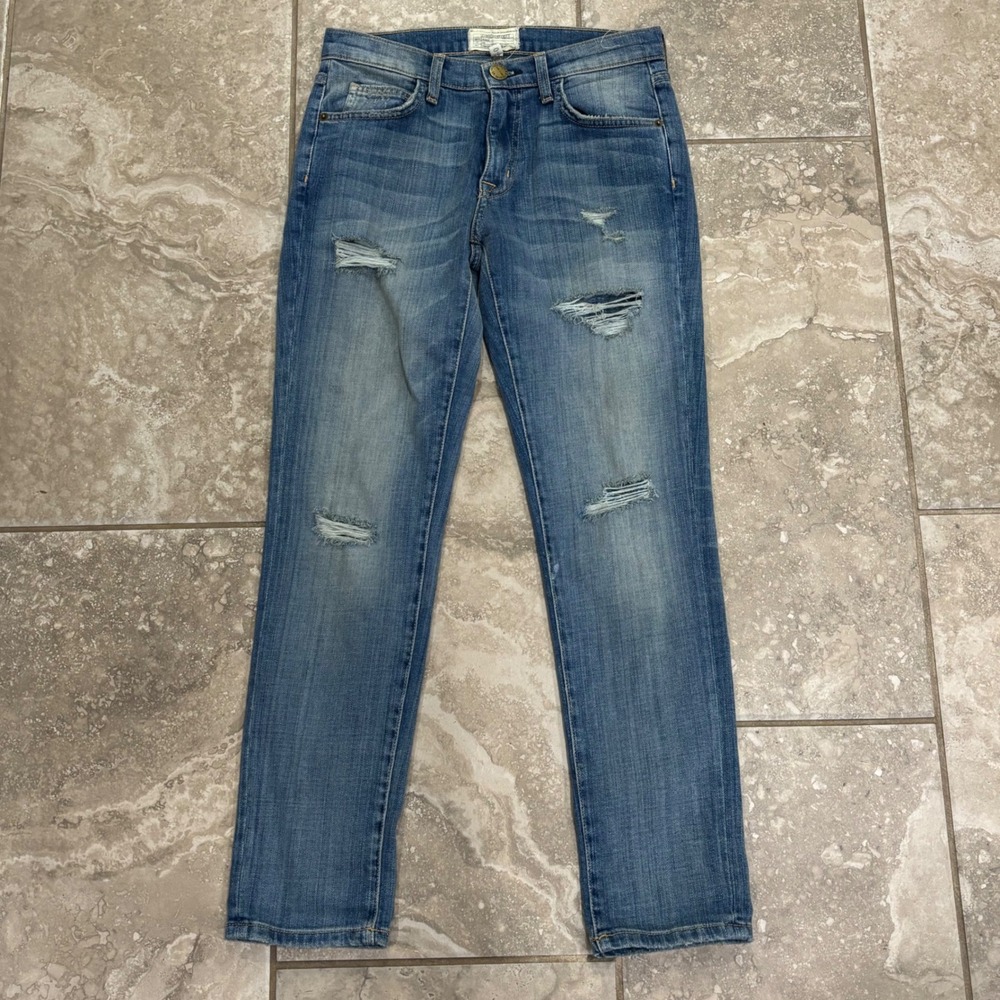 Current Elliott The‎ Fling Slim Boyfriend Jeans Super Loved Destroy Size 23